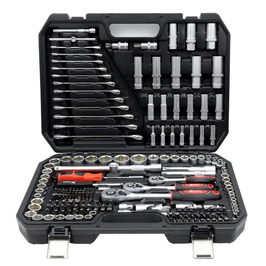 Jogo de Ferramentas Encaixe 1/2" 3/8" 1/4" com 216 Peças e Maleta MTX