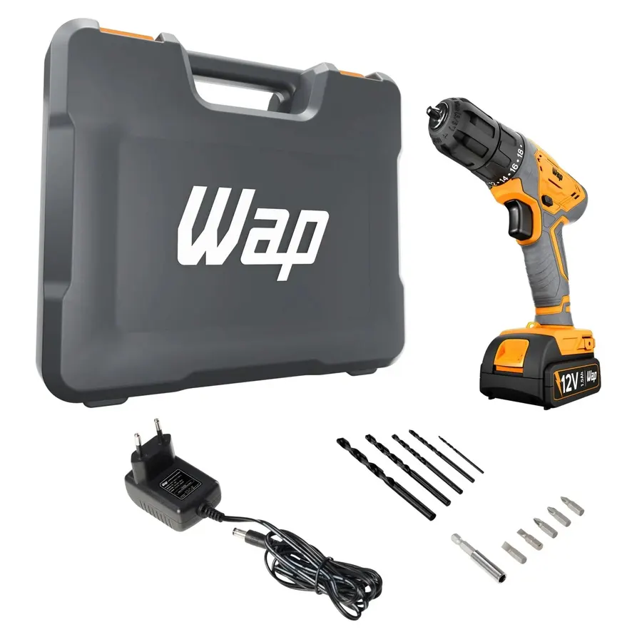 Furadeira e Parafusadeira Wap a Bateria 12V 3/8" com Maleta e Acessórios