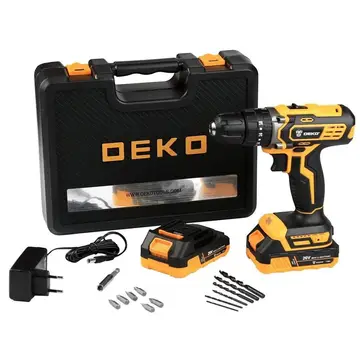 Furadeira e Parafusadeira de Impacto 3/8" 20V com 2 Baterias 1.5Ah, Carregador e Maleta com Acessórios Deko