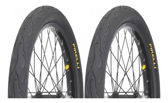 Par Pneu Aro 20x2.125 Bicicleta Pirelli Balão Tornado Flame Cor Preto