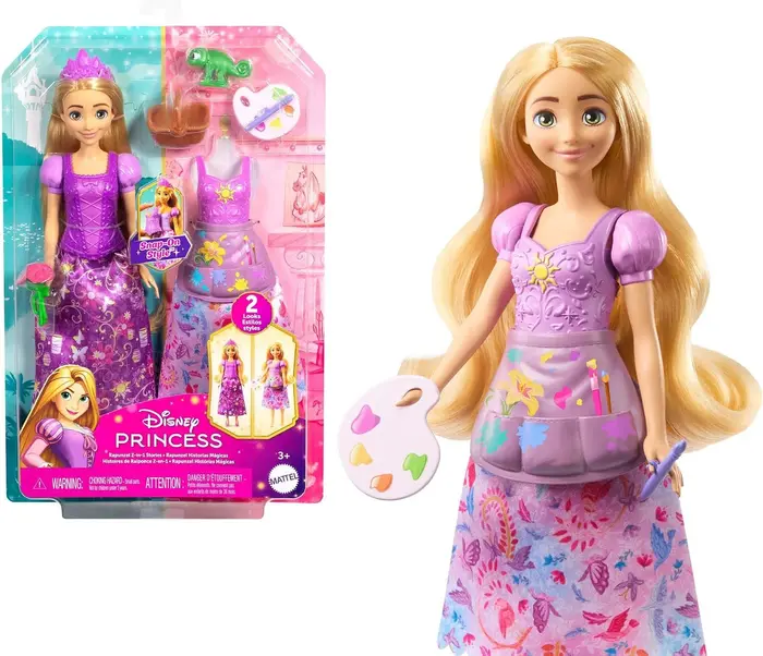 Disney Princesa Rapunzel Mudança de Vestido - Boneca com Looks Trocáveis e Acessórios