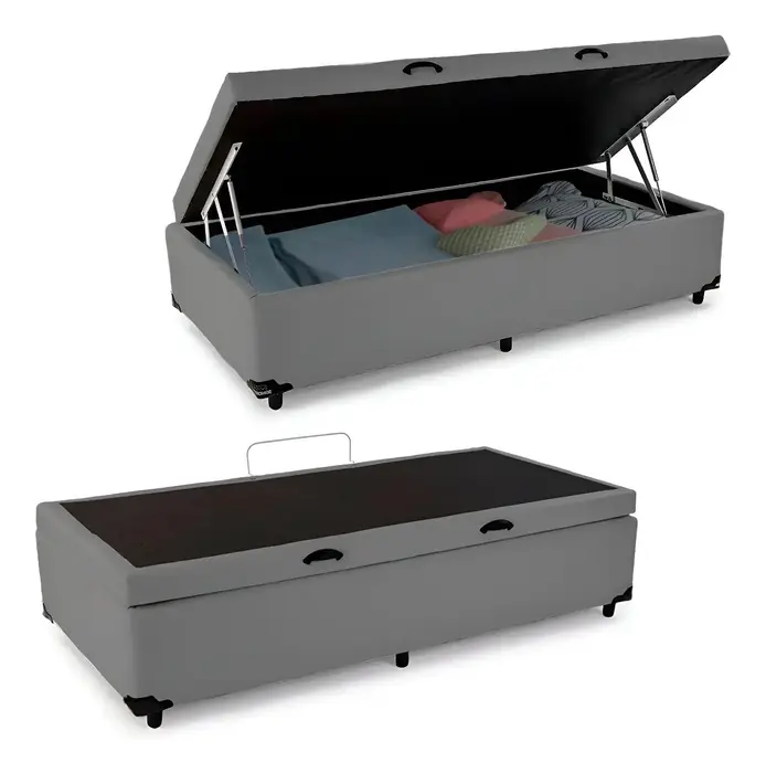 Cama Box Baú Solteiro Sereneprime Sintético Cinza 88x188x44