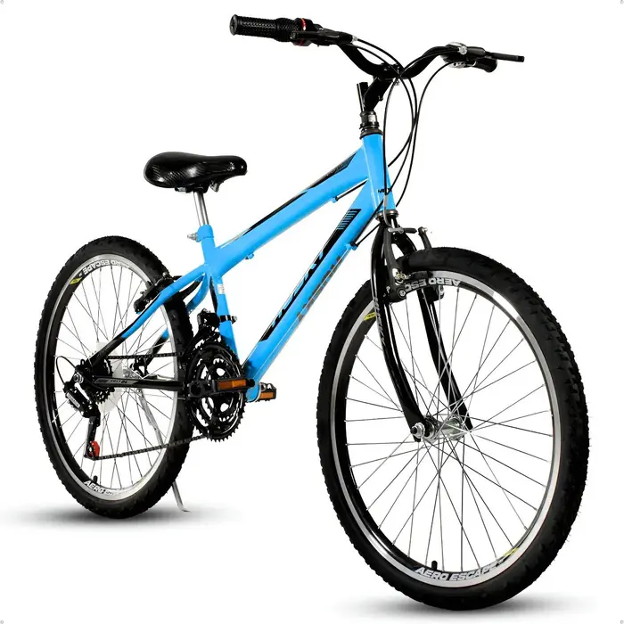 Bicicleta Infanto Juvenil Aro 24 Masculina 18v Volt Menino Azul Husky