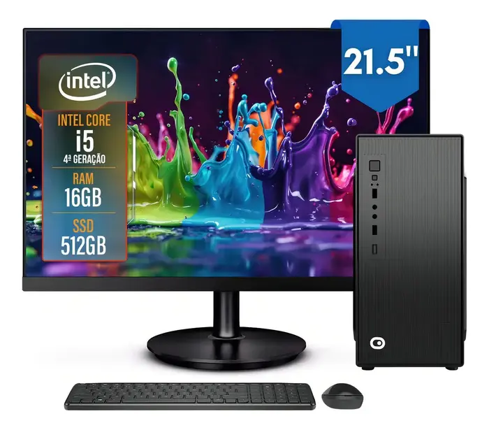 Computador 2Eletro Top CD2E-0123TO Intel Core i5 16GB RAM SSD 512GB Monitor 21.5" Full HD