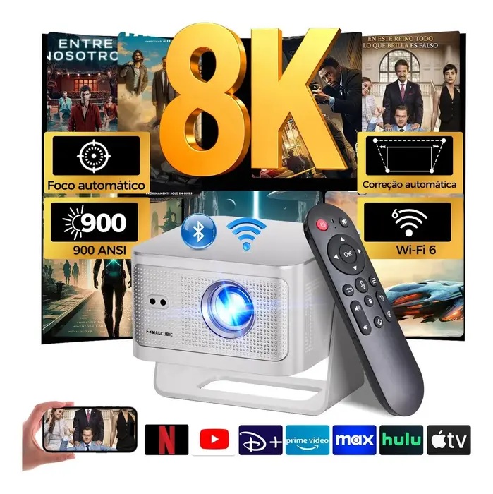 Magcubic HY350MAX Smart Projeção 8K com Android, Wi-Fi e Bluetooth