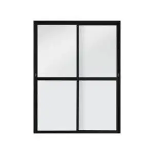Porta de Correr 2 Folhas Vidro Liso Preto Metalflex
