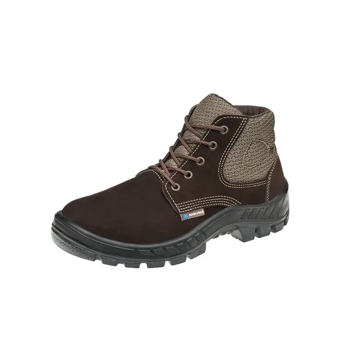 Bota Nobuck Marrom Cano Médio Bico Plástico Marluvas