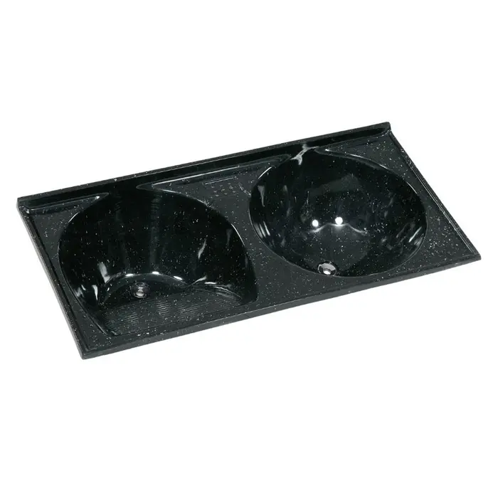 Tanque Duplo Mármore Sintético Eco 55 Litros 124x62cm Preto AJ Rorato