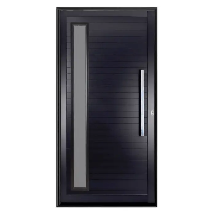 Porta Pivotante Alumínio Preto com Puxador e Visor 210x100cm Proex