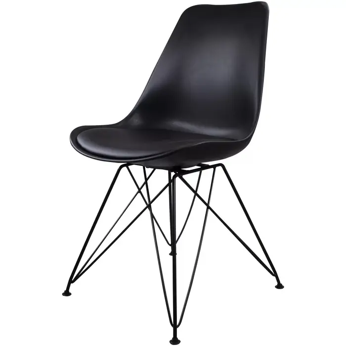Cadeira Charles Eames Preto com Pés de Metal – TCEM01