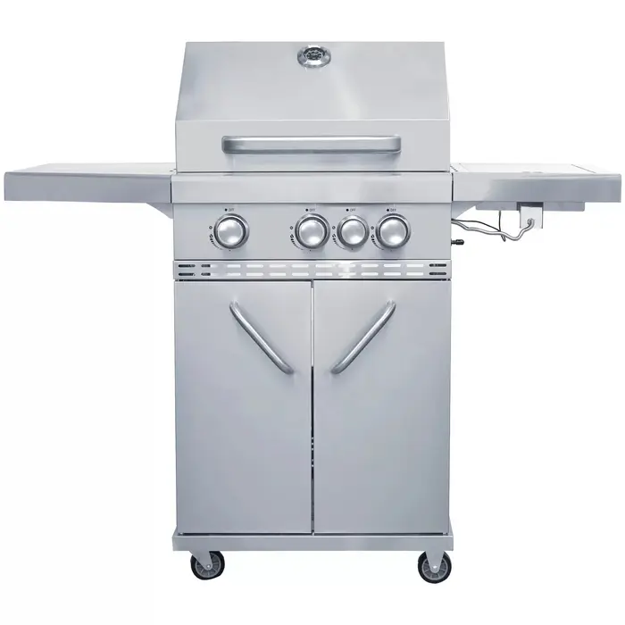 Churrasqueira a Gás Inox 3 Queimadores Mais 1 Lateral Americano a Bafo Carrinho
