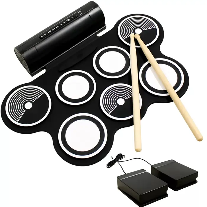 Bateria Eletrônica Roll Up Portátil Kit Completo Com Fonte