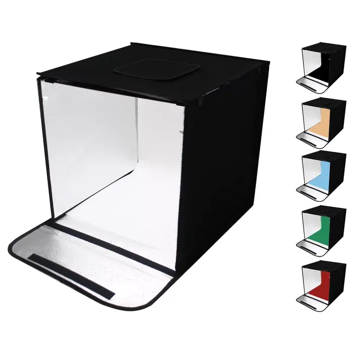 Mini Estúdio Cabine Fotográfico Portátil 60x60cm 2 Barra Led com 6 Fundos