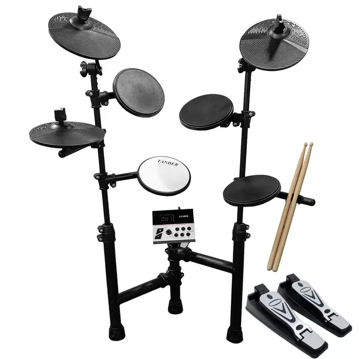 Bateria Eletrônica com 7 Pads 2 Pedais Par de Baquetas