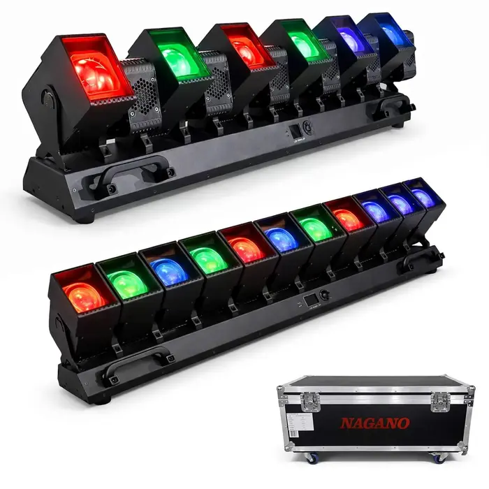 Kit 2 Barras Giratória Máquina Led RGB 12 Cabeças 800w