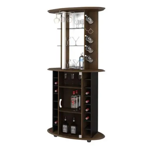 Bar Club Castanho Tx com Prateleiras em Vidros 4 mm