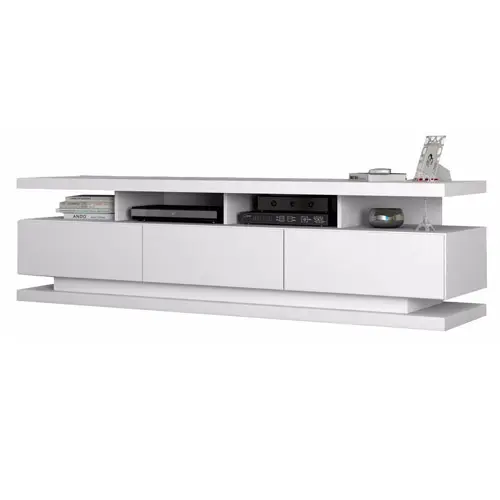 Rack Vivare Branco Acetinado com 3 Gavetas