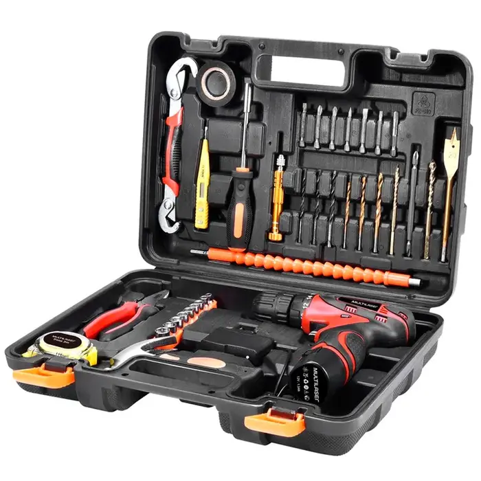 Kit Oficina com Parafusadeira a Bateria Lítio 12V Carregador Bivolt e 41 Acessórios MULTILASER-HO073