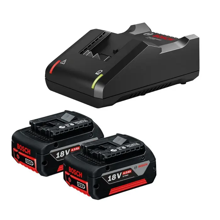 Kit 2 Baterias Íon de Lítio 18V 4,0Ah com Carregador Bivolt BOSCH-1600A02RM8-000