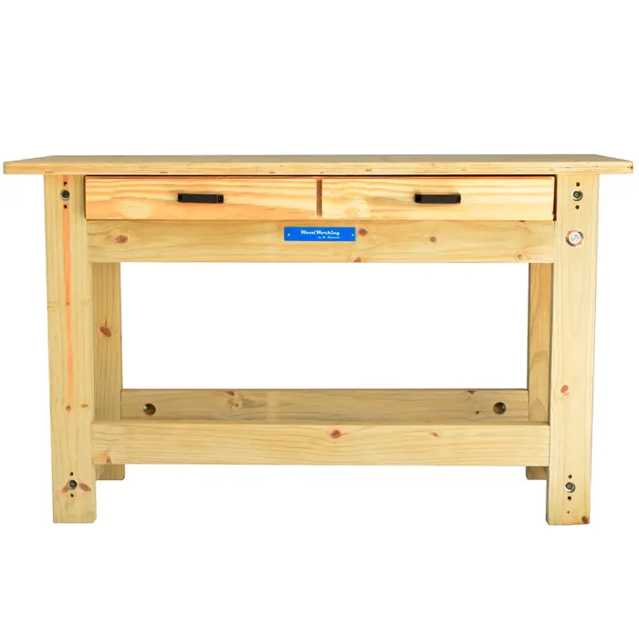 Bancada de Trabalho MILANO-2G Madeira Pinus Elliottii Maciça 1500 x 550 x 900mm com Tampo de Compensado Pinus de 30mm 2 Gavetas WOODWORKING-004BTMLDWW