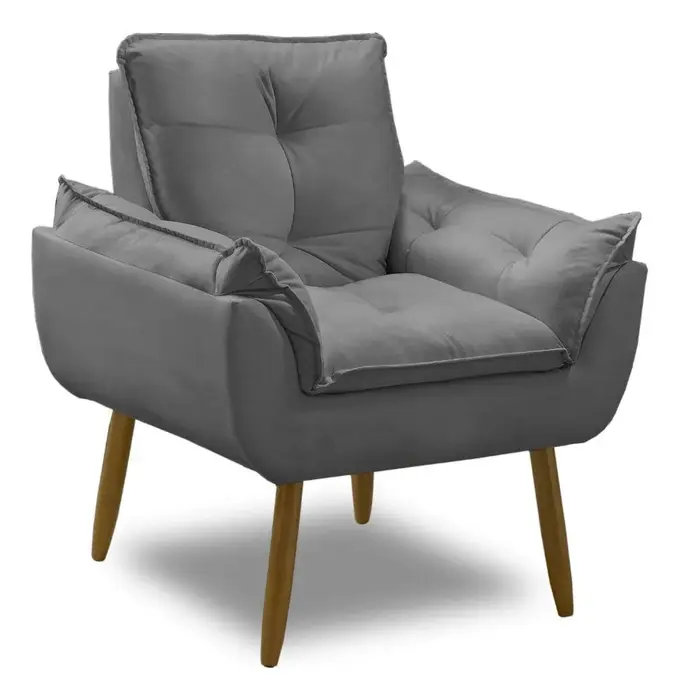 cadeira Poltrona Decorativa Opala Suede Para Sala Arapongas Luxo
