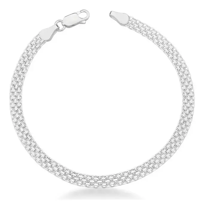 Masculina Pulseira Prata 925 Bismark Esteira 4,7mm Argennti Comprimento 19 cm Cor Pratead