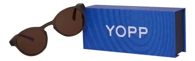 Óculos De Sol Yopp Casual Esportivo Redondinho Camurça Marrom Uv400 Polarizado