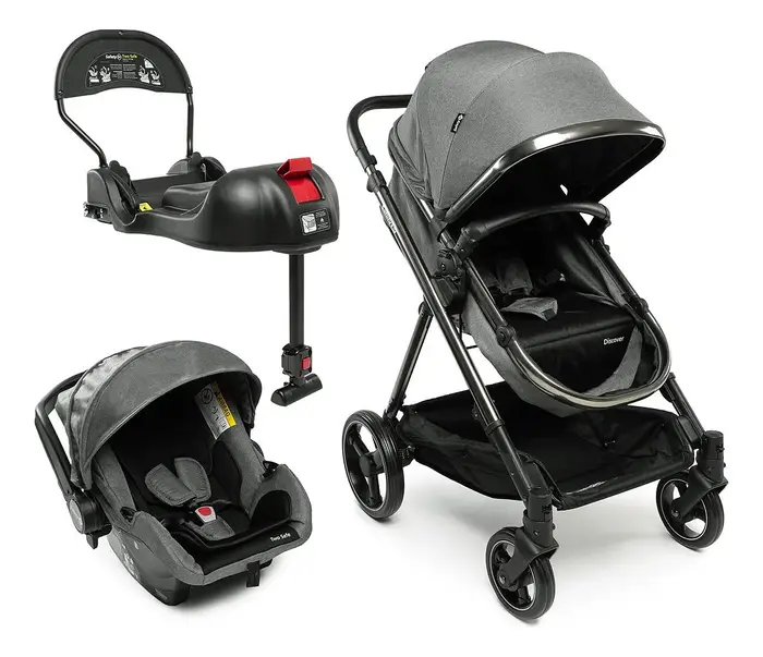 Travel System Safety 1st, Discover Trio, com Isofix, 0 a 15kg, Grey Chrome