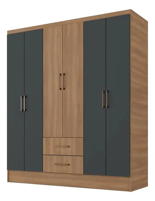 Guarda Roupa 6 Portas 2 Gavetas 9 Prateleiras E Cabideiro